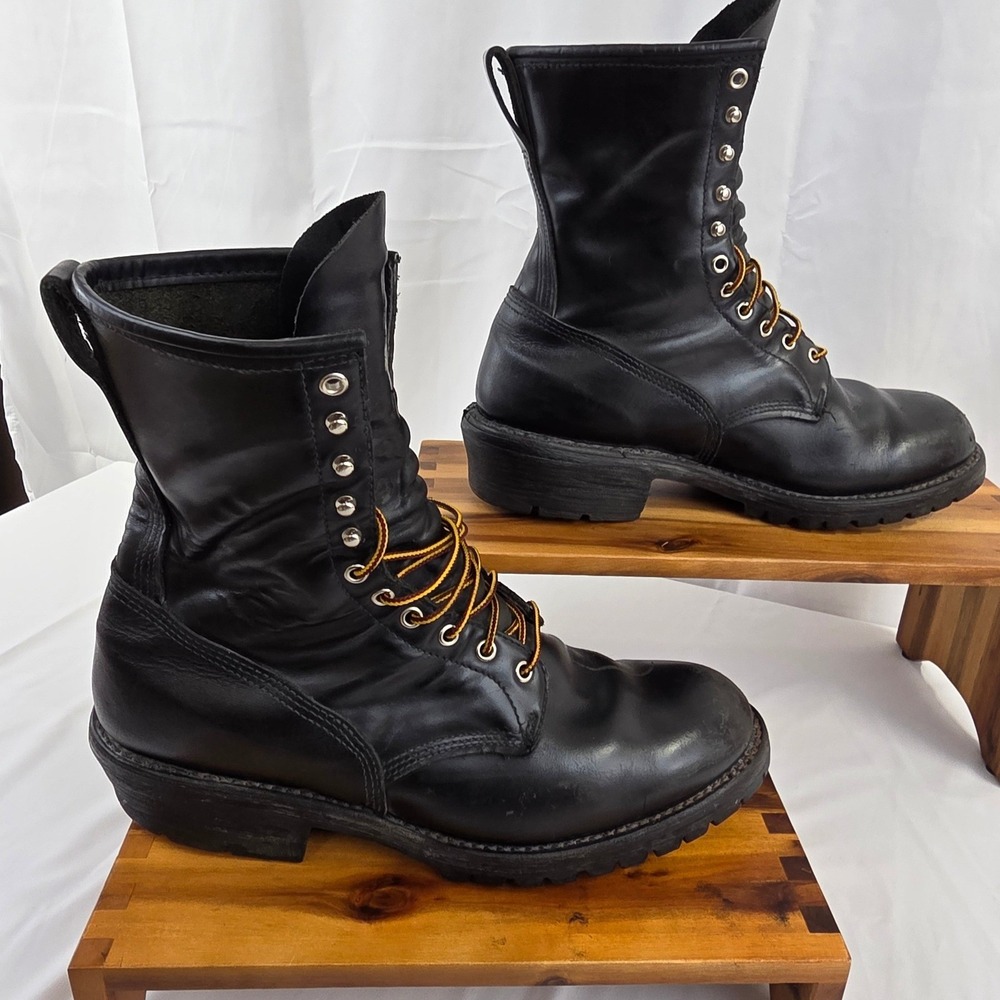 Red Wing Boots Men Size 14 Vintage 699 Blk Leather Mid Calf Firefighter USA Made